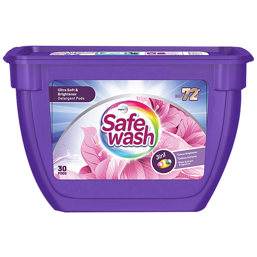 Safewash Ultra Soft & Brightness Liquid Detergent Pods - White