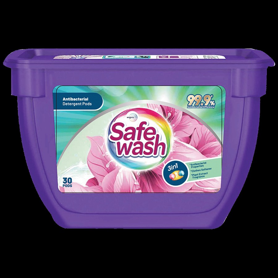 Safewash Anti Bacterial Liquid Detergent Pods - For Front & Top Load Washing Machines