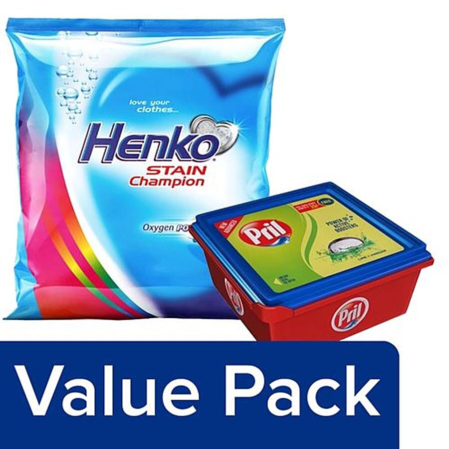 bb Combo Henko Detergent Powder - Stain Care 1 kg Pouch + Pril Bar Tub 500 gm