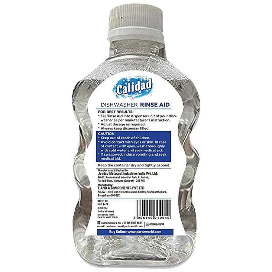 CALIDAD Dishwasher Rinse Aid Liquid - For Sparkling Utensils