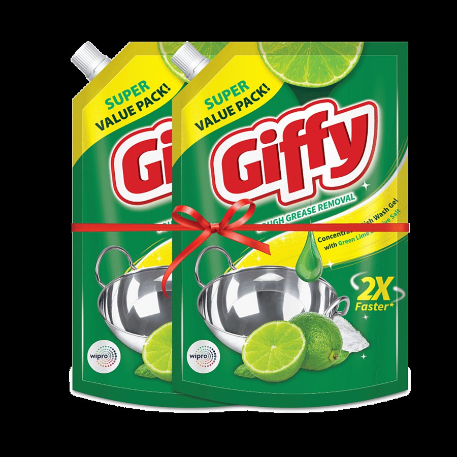 Giffy Concentrated Liquid Dish Wash Gel - With Active Salt & Lime