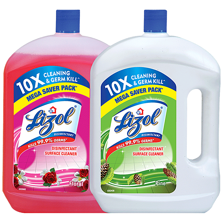 Lizol Disinfectant Surface & Floor Cleaner - [Floral 2 L  + Pine 2 L]