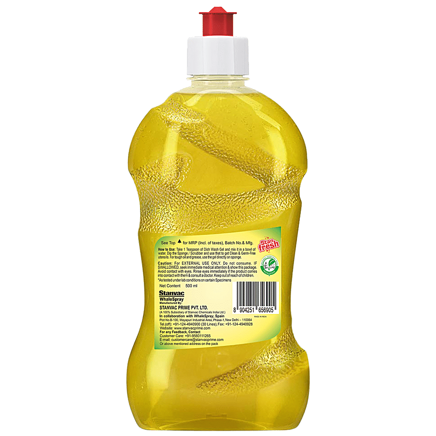 STANFRESH Anti-Germ Dish Wash Gel - Removes Tough Oil & Grease