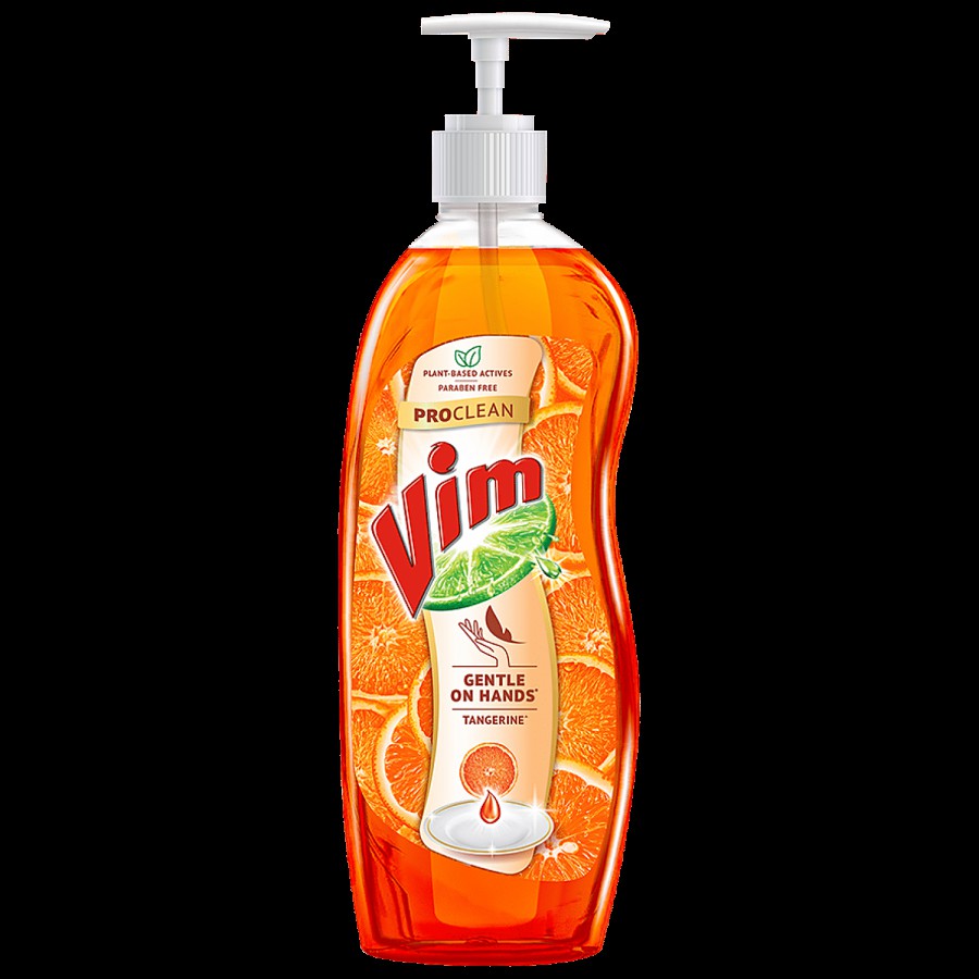 Vim ProClean Dishwash Liquid With 100% Plant-Based Actives & Tangerine Freshness