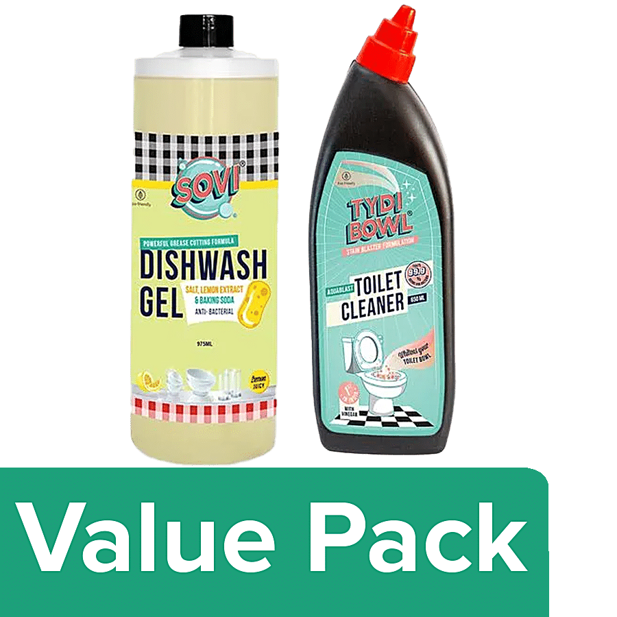 bb Combo SOVI Concentrated Dishwash Gel 975ml + TYDIBOWL Toilet Cleaner Aqua Blast 650ml