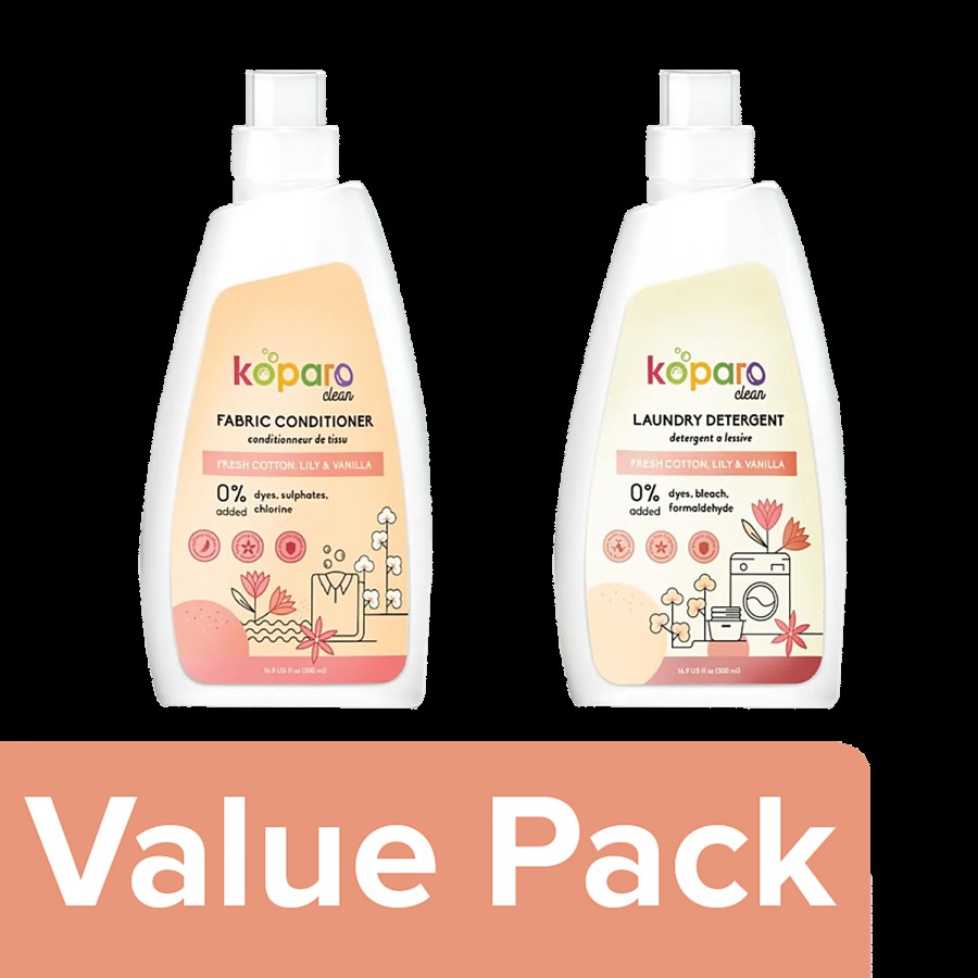 Koparo Clean Fabric Conditioner + Laundry Detergent Liquid Lily & Vanilla