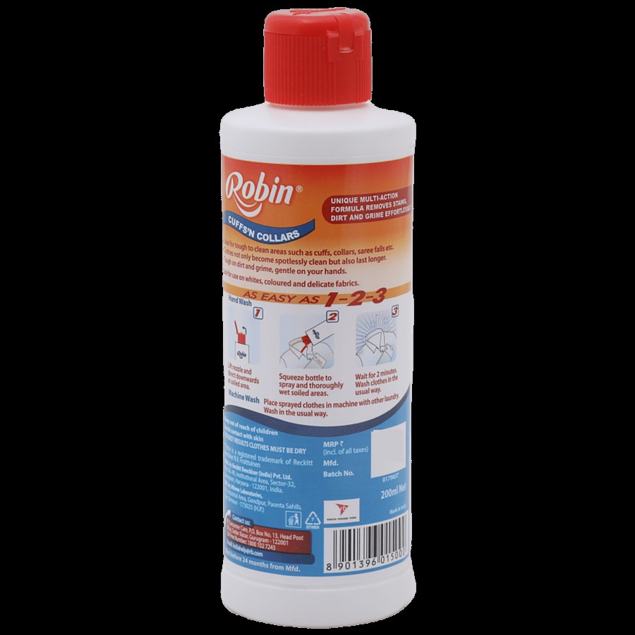 Robin Cuffs'n Collars Pre-Wash Strain Remover - Cleans Dirt & Grime Easily