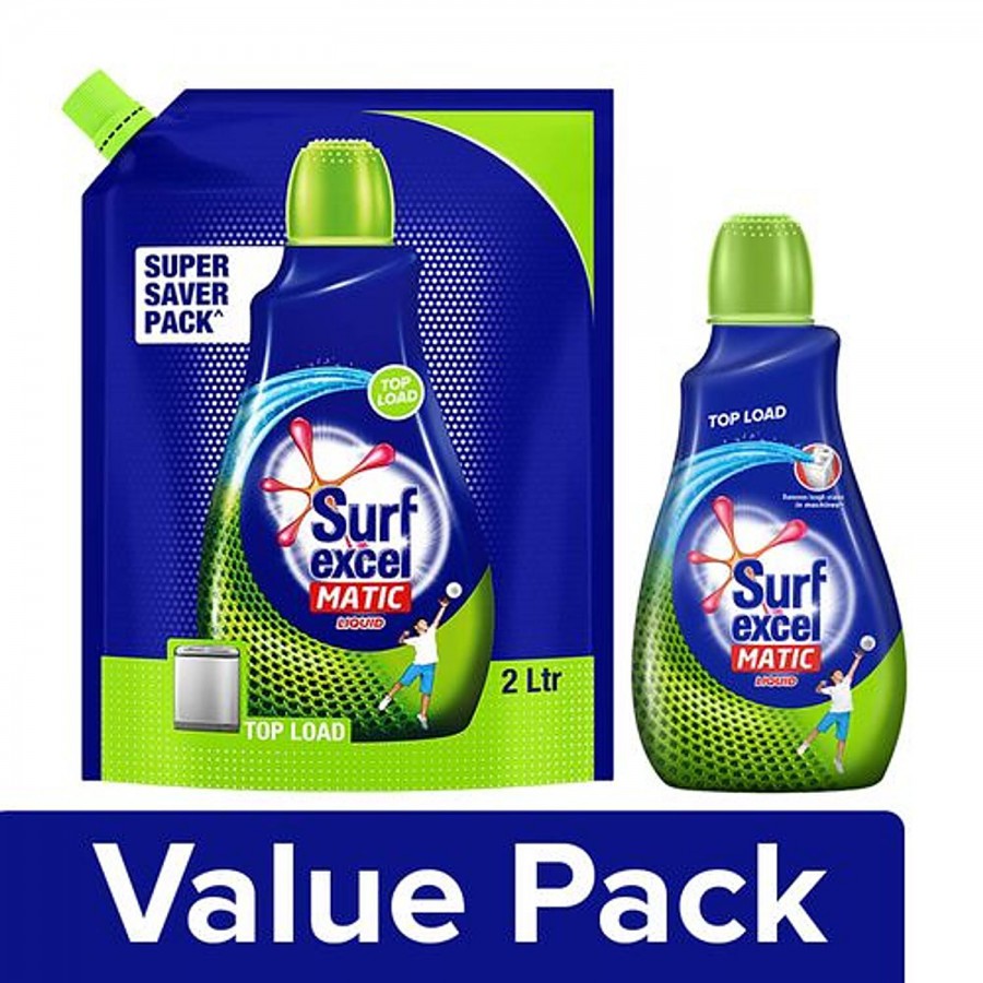 Surf Excel Matic Top Load Liquid Detergent - Pouch 2 L + Bottle 1 L