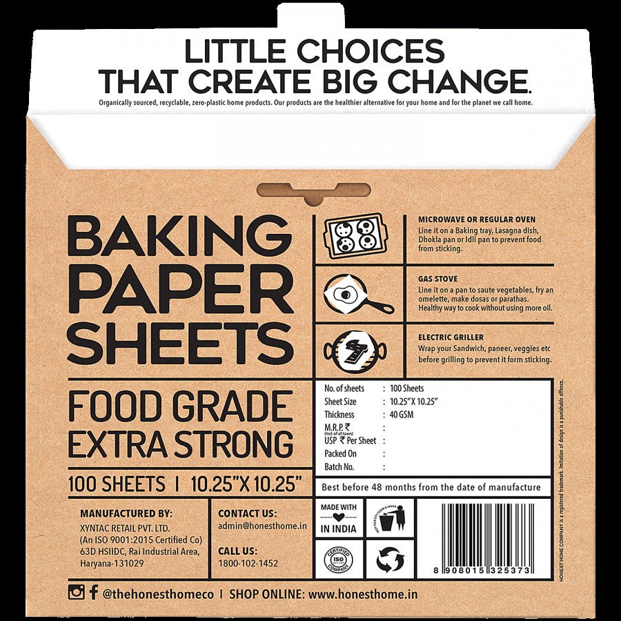 The Honest Home Company Baking Paper Sheets - Cake Mould Lining