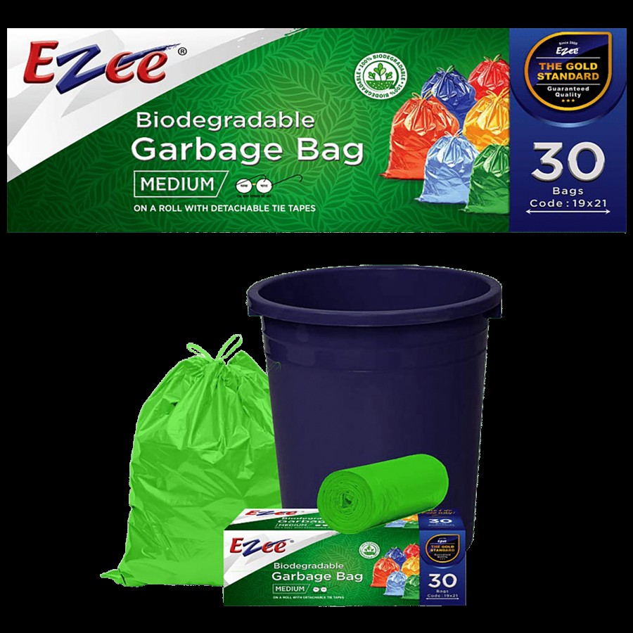 Ezee  Bio Degradable Garbage Bags/Trash Bags/Dustbin Bags - 48 cm x 53 cm