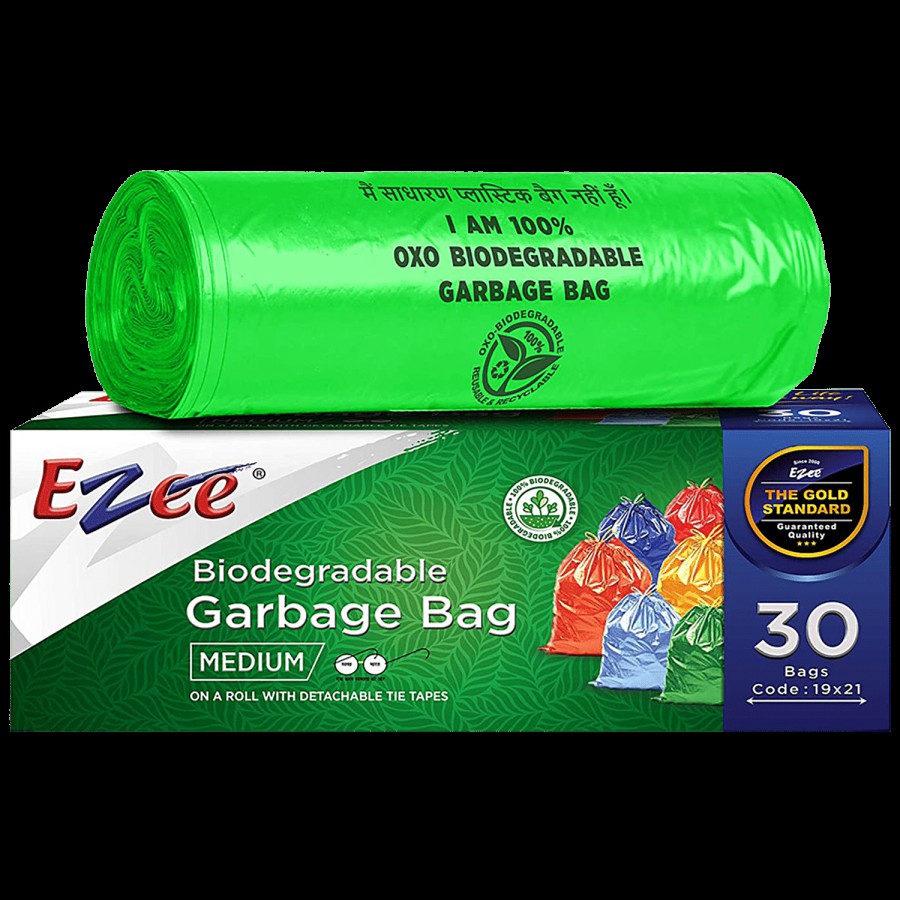 Ezee  Bio Degradable Garbage Bags/Trash Bags/Dustbin Bags - 48 cm x 53 cm