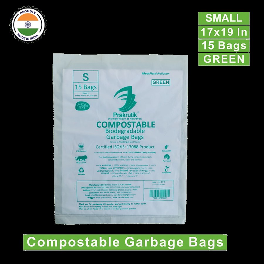 Prakrutik Compostable Garbage Bag - Small