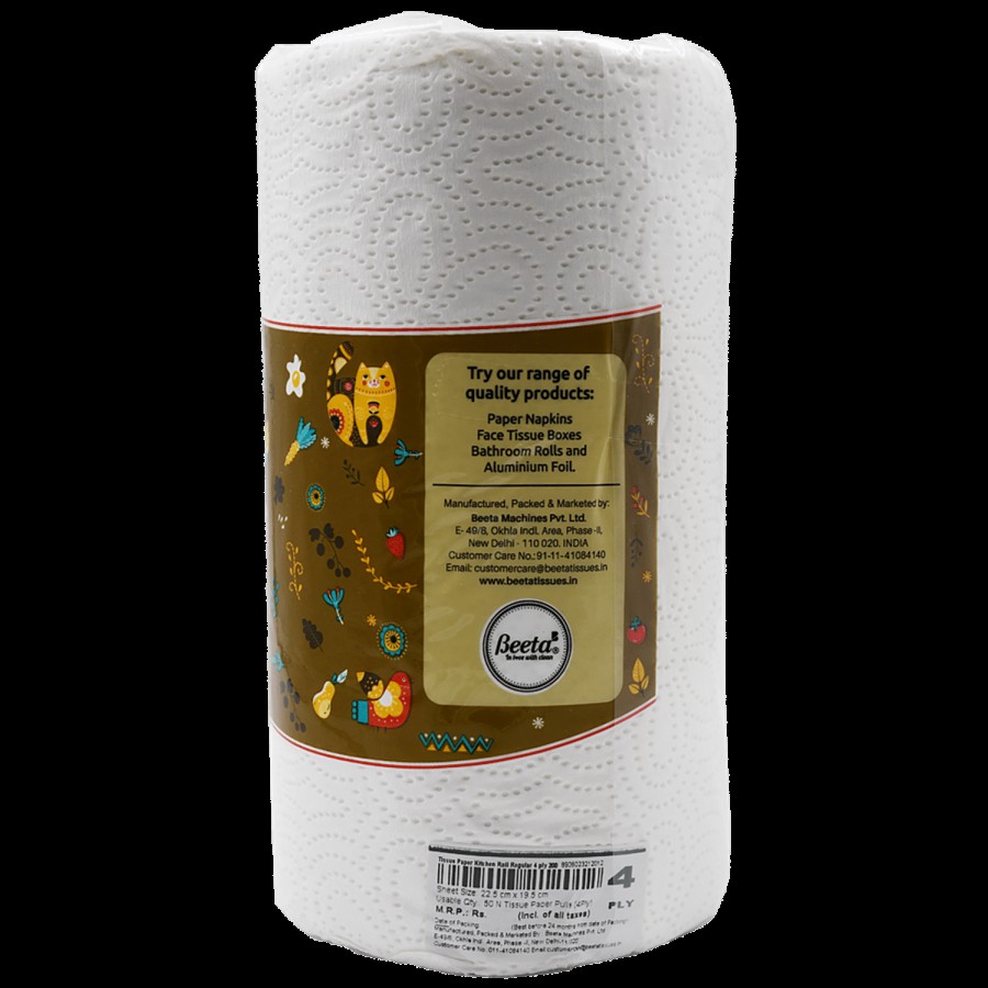 Beeta Kitchen Towel Paper Tissue Embossed Roll 4 Ply