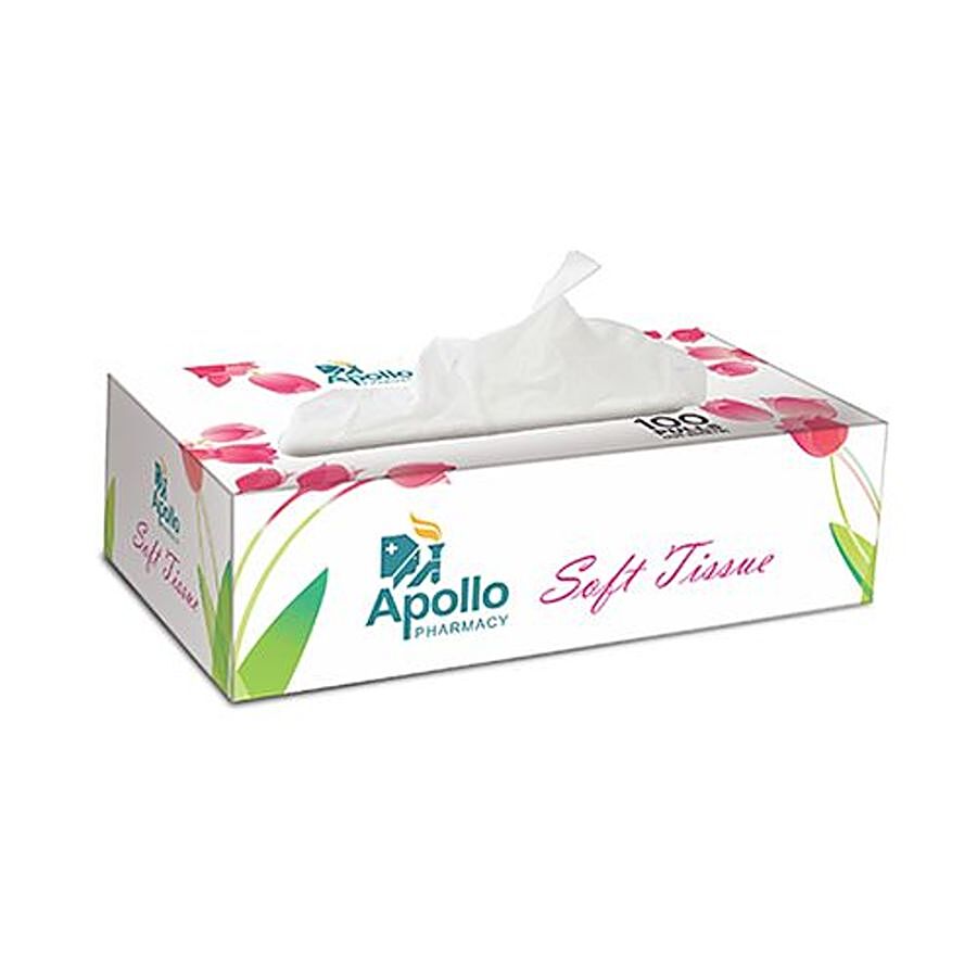 Apollo Pharmacy Soft Tissues 100 Pulls x 2 Ply