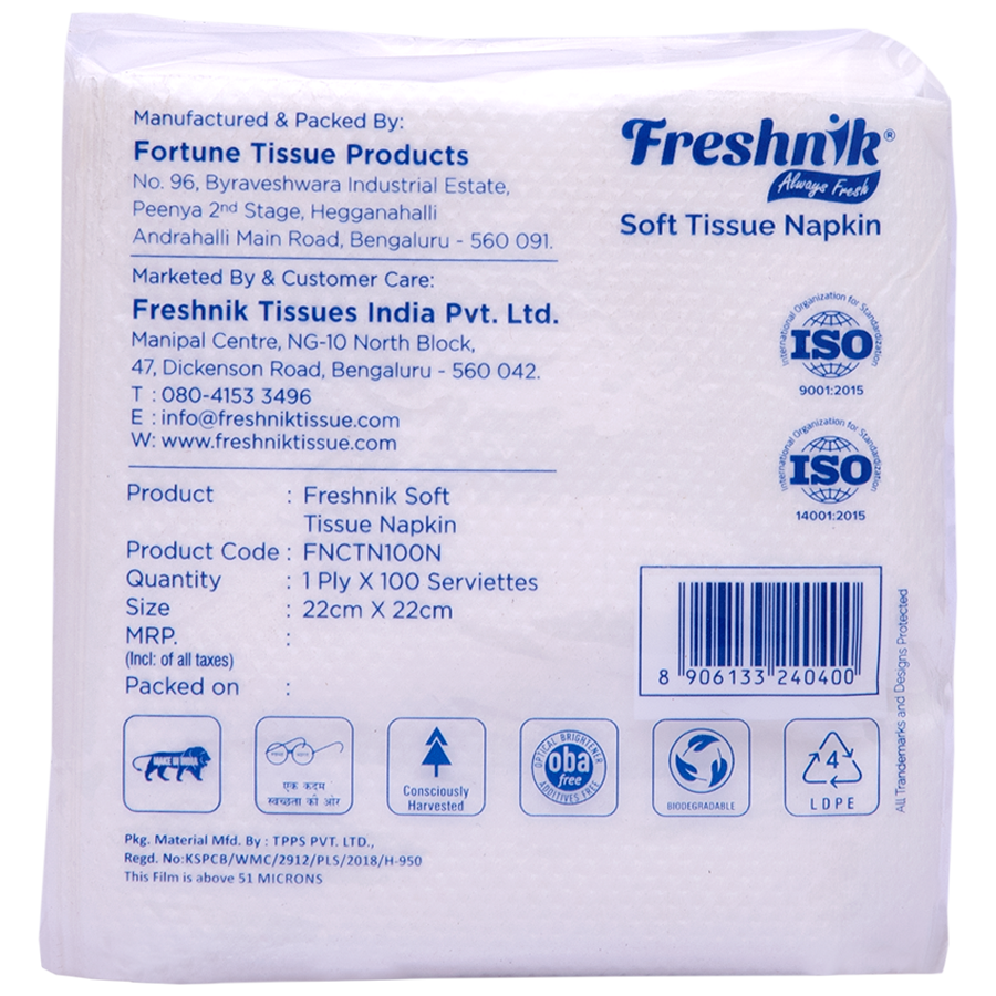 Freshnik Tissues Cocktail Tissue Napkins - 1 Ply