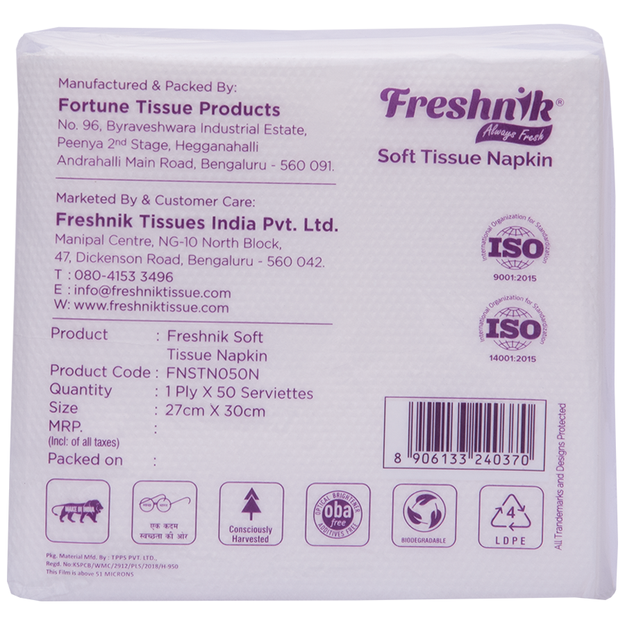 Freshnik Tissues Soft Tissue Napkins - 1 Ply