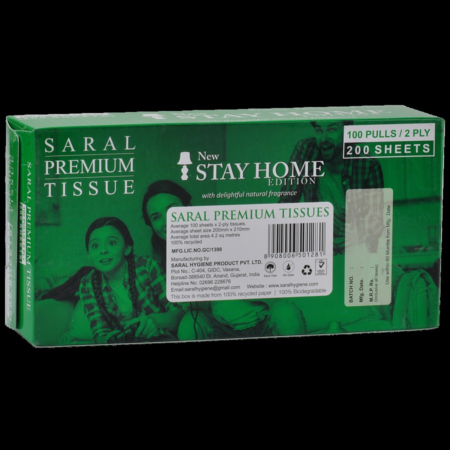 Saral Premium Tissues Facial Tissues - Stay Home Edition