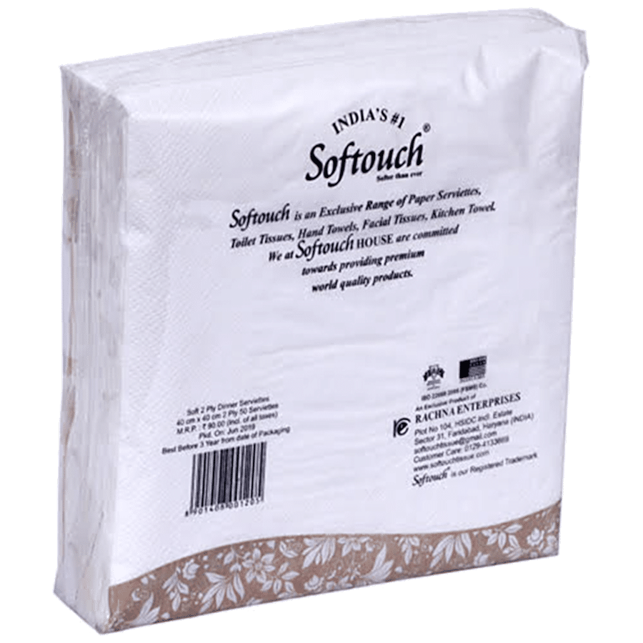 Softouch Dinner Serviettes Tissues - 2 Ply