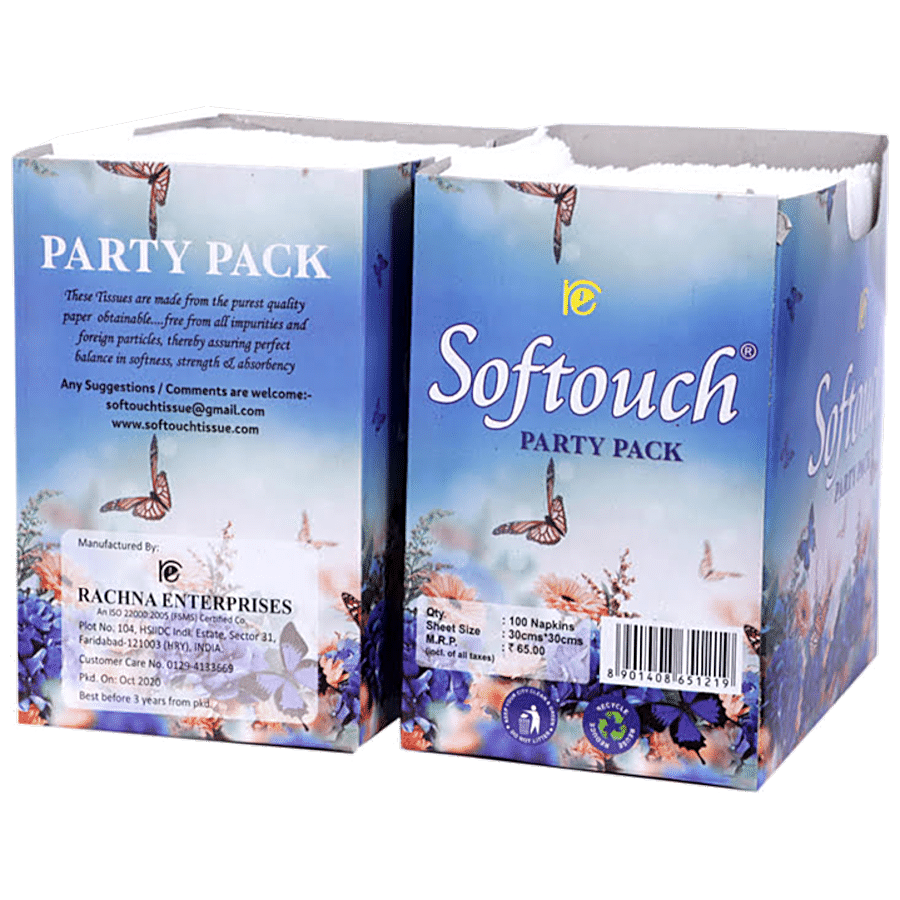 Softouch Party Pack Paper Napkins - 2 Ply