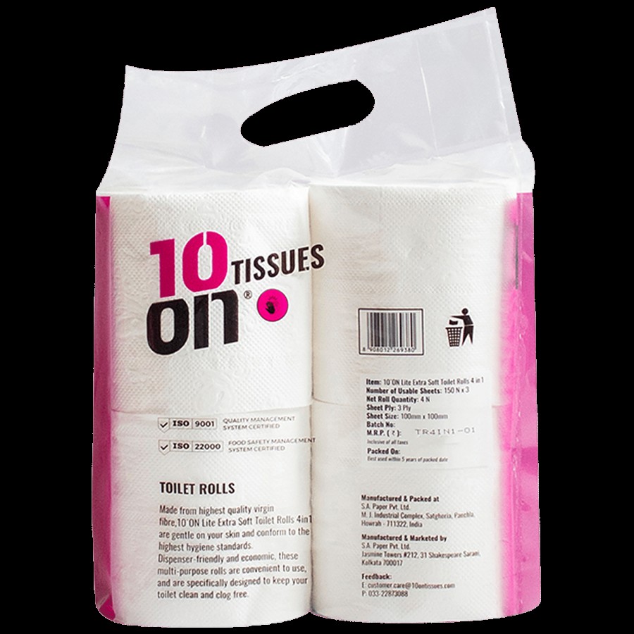 10on Tissues Toilet Rolls - 3 Ply