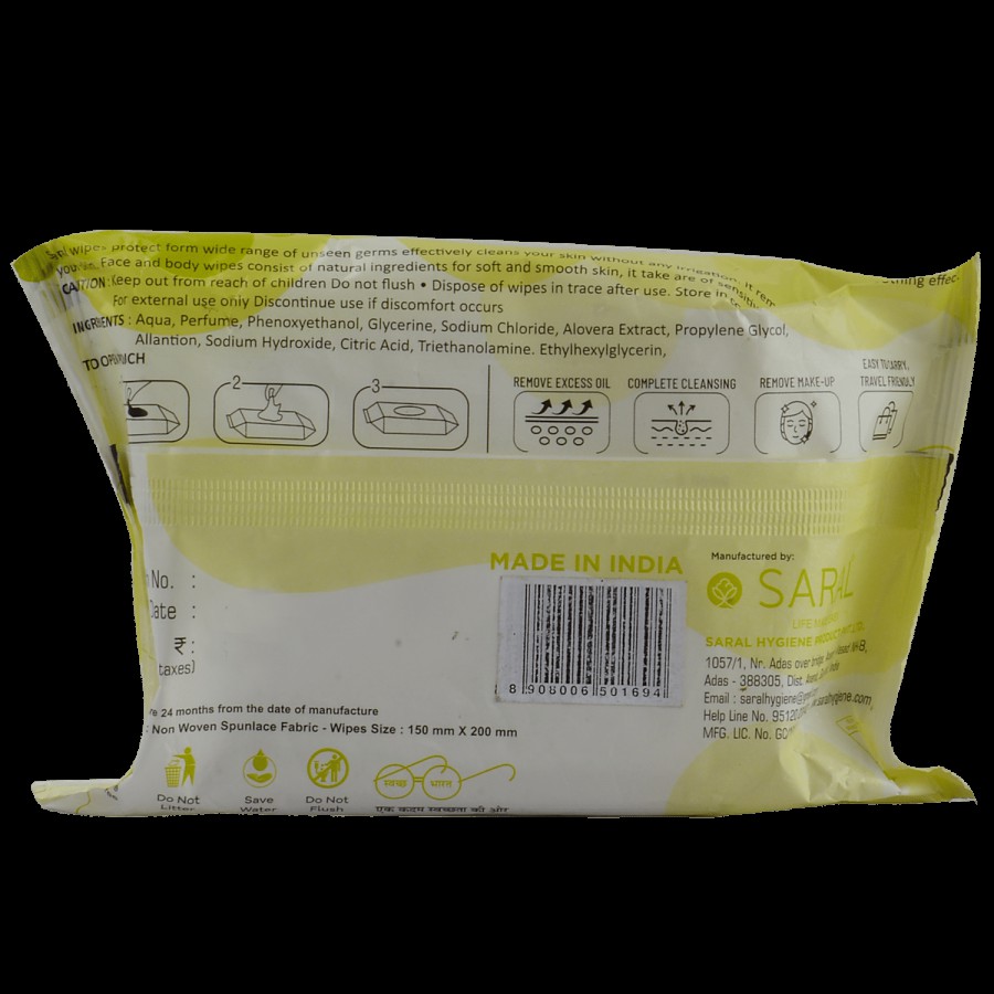 Saral Lemon Fragrance Wipes