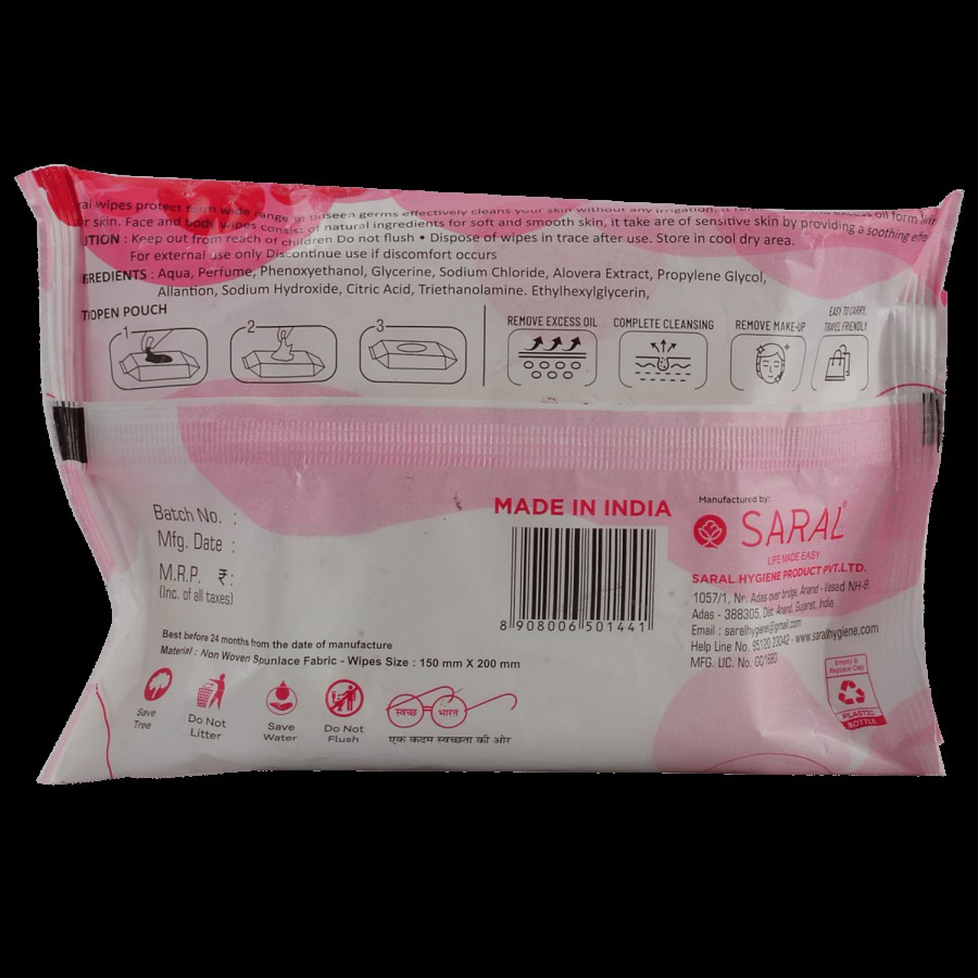 Saral Rose Fragrance Wipes