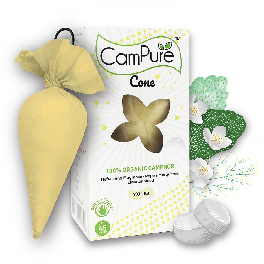 Campure Air Freshener Cone  - Mogra & Camphor Refreshing Fragrance