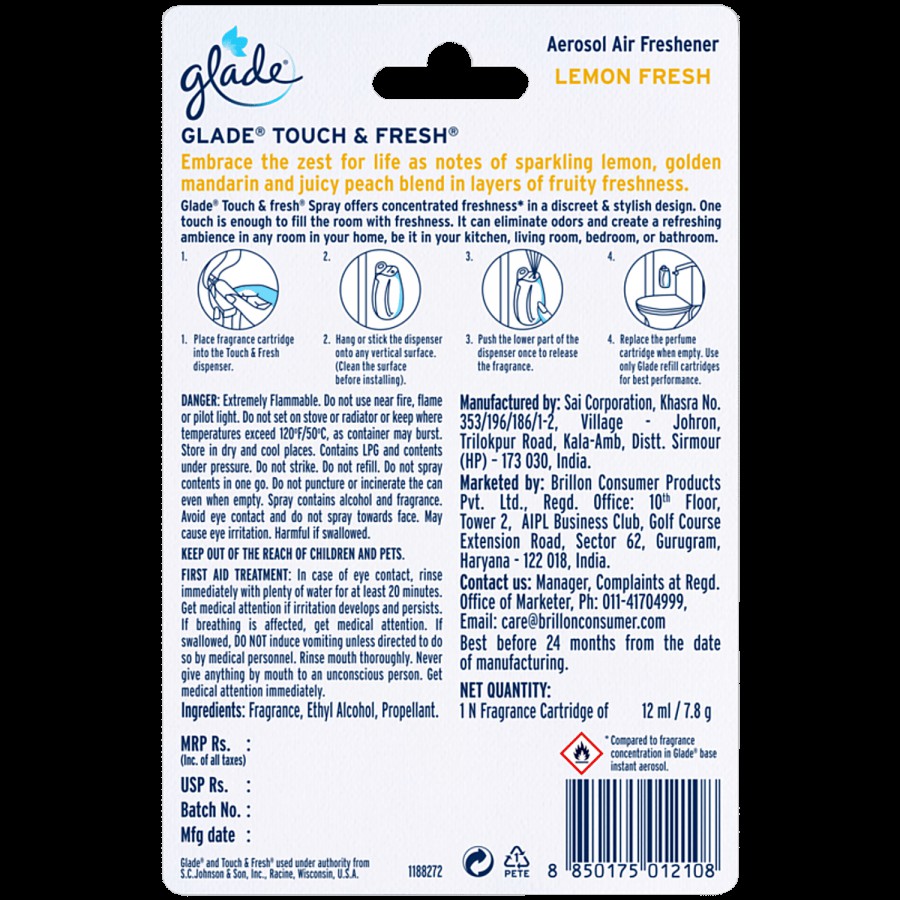 Glade Touch & Fresh Aerosol Air Freshener - Lemon Fresh