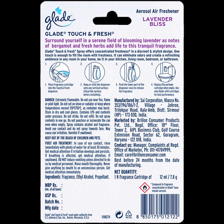 Glade Touch & Fresh Aerosol Air Freshener - Wild Lavender