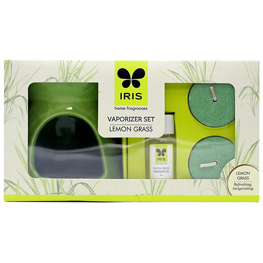 IRIS Lemon Grass Fragrance Vaporizer and Tealights Set