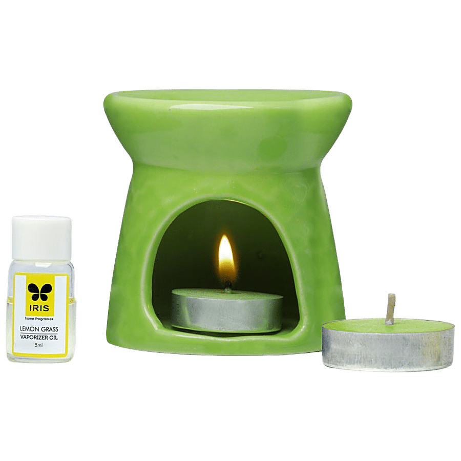 IRIS Lemon Grass Fragrance Vaporizer and Tealights Set