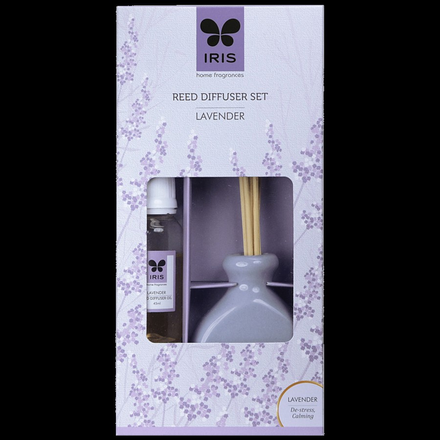 Iris Fragrance Oil Lavender Reed Diffuser Set