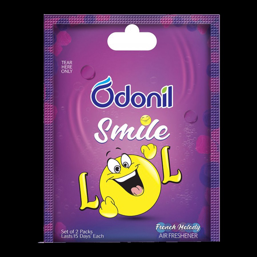 Odonil  Twin Pack Bathroom & Car Freshener-Smile Lol+Smile Love+Smile Joy (10g 2 Pack's)