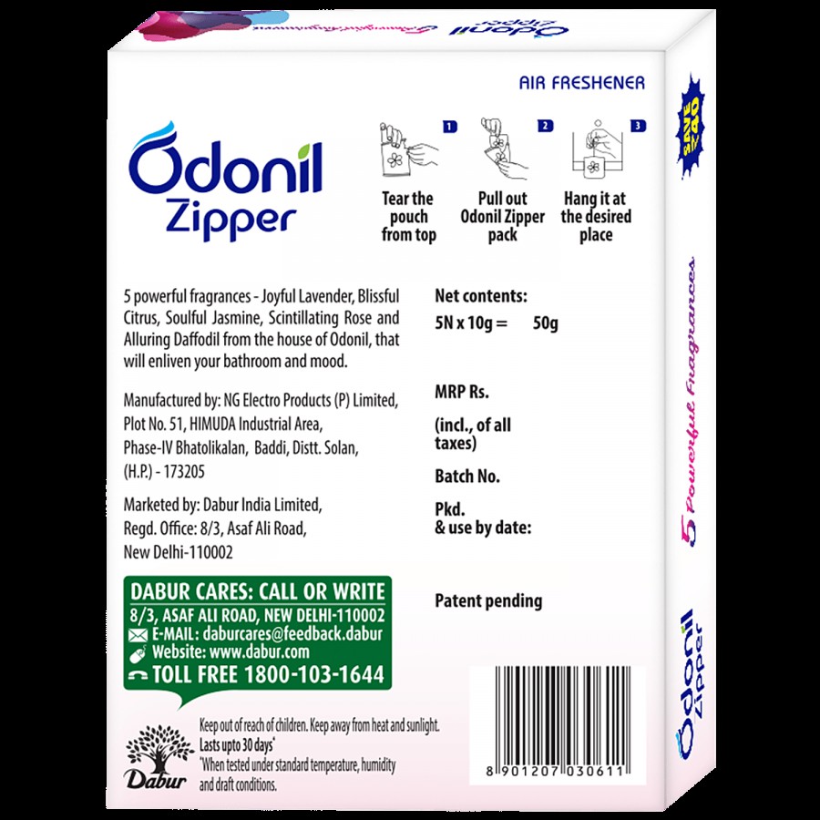 Odonil  Zipper Air Freshener - Assorted Fragrance