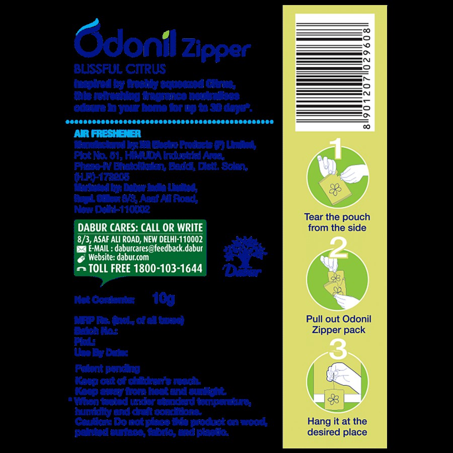 Odonil  Zipper Air Freshener - Blissful Citrus