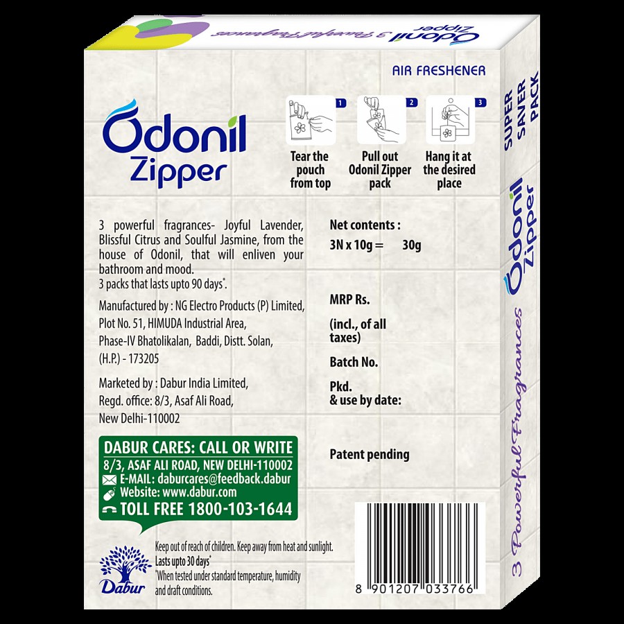 Odonil  Zipper Air Freshener - Joyful Lavender