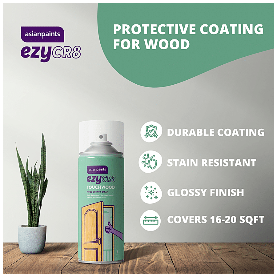 Asian Paints EzyCr8 TouchWood Wood Coating Spray - Interior & Exterior Use