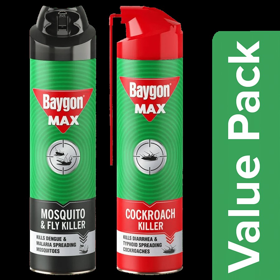 Baygon Max Mosquito & Fly Killer Spray FIK + Max Cockroach Killer Spray CIK