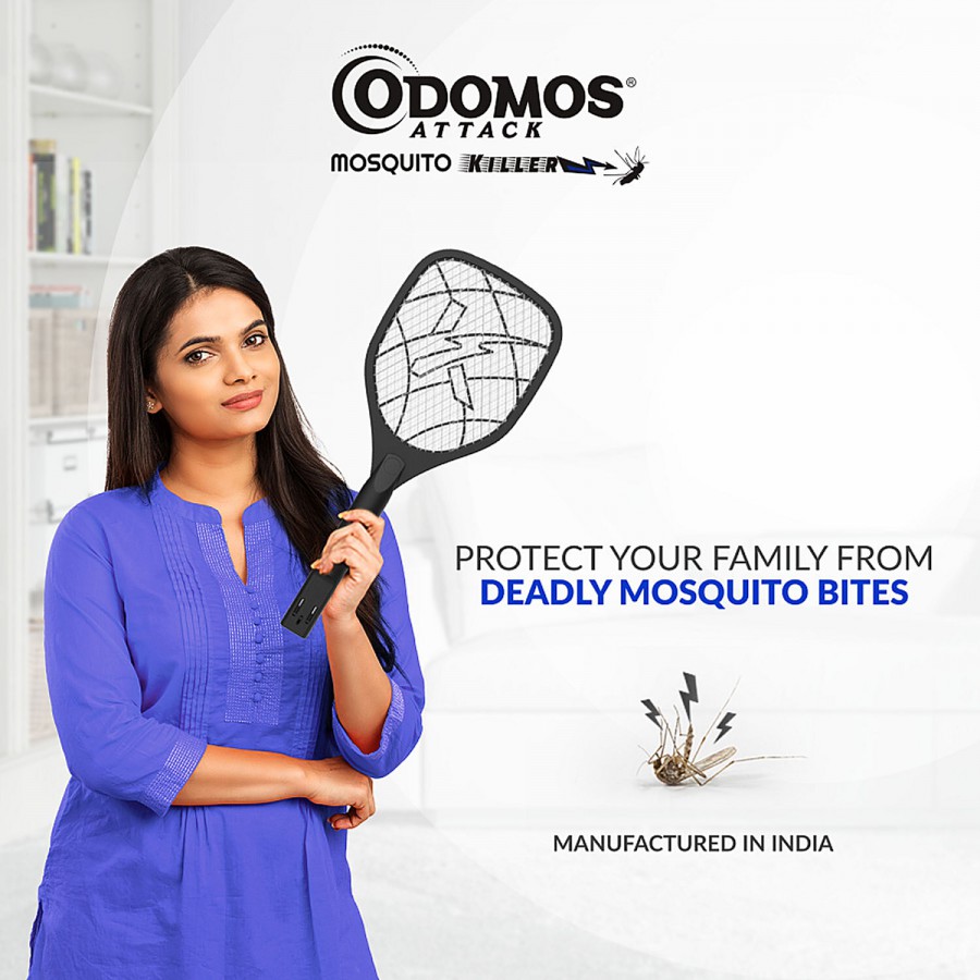 Odomos Attack Anti-Mosquito Rechargeable Racquet - With 400mAH Battery