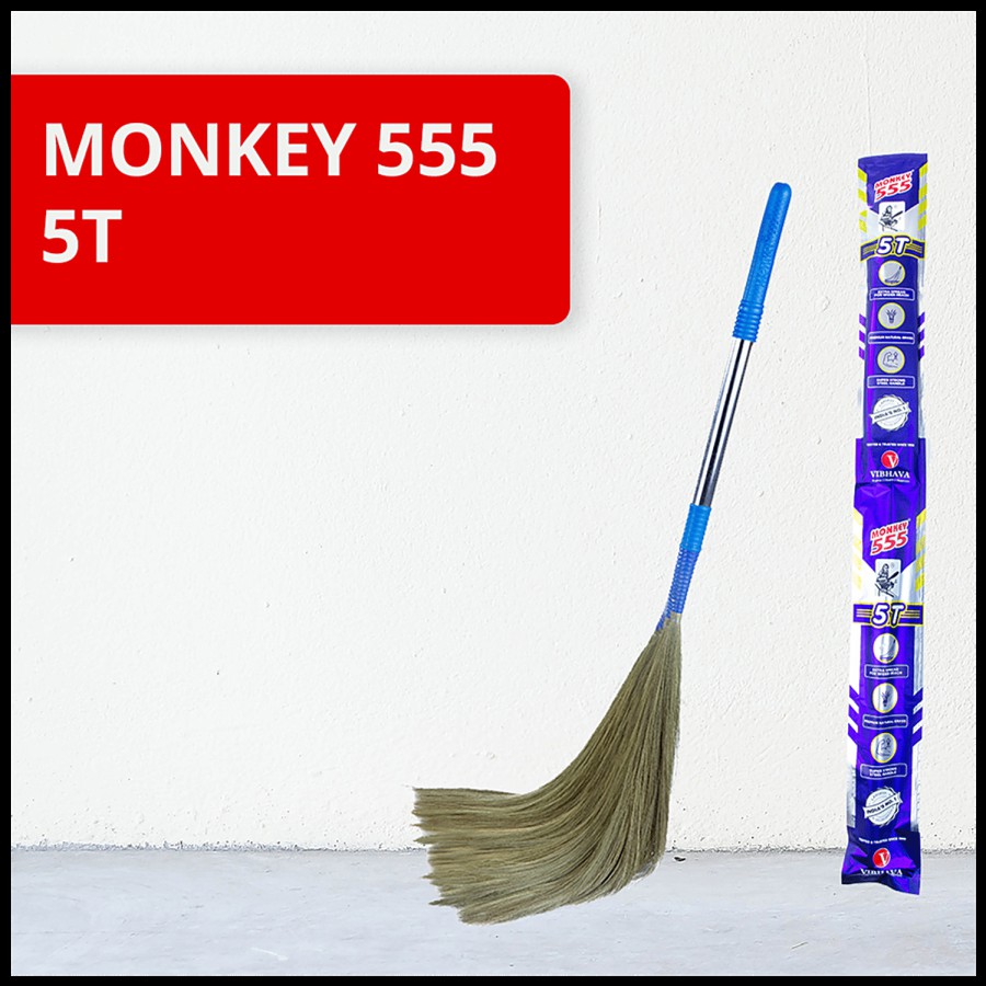 Monkey 555 5T Natural Grass Broom - Super Strong Steel Handle