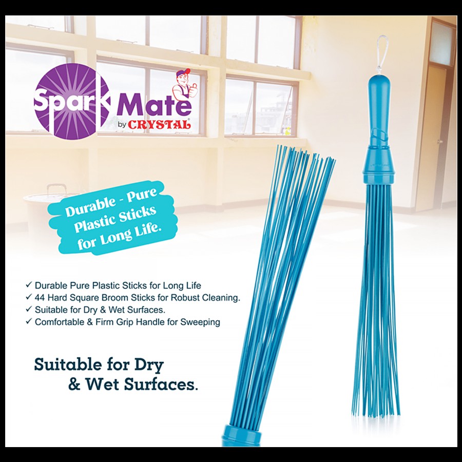 Sparkmate By Crystal Kharata/Plastic Stick Broom/Jhadu For Home And Bathroom Cleaning