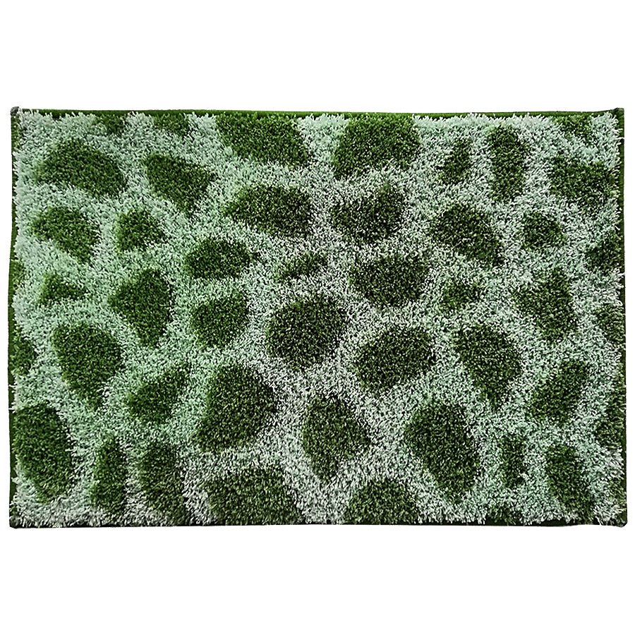 Athom Living Anti Slip Bath/Door/Floor Mat - Micro Designer Green Patches