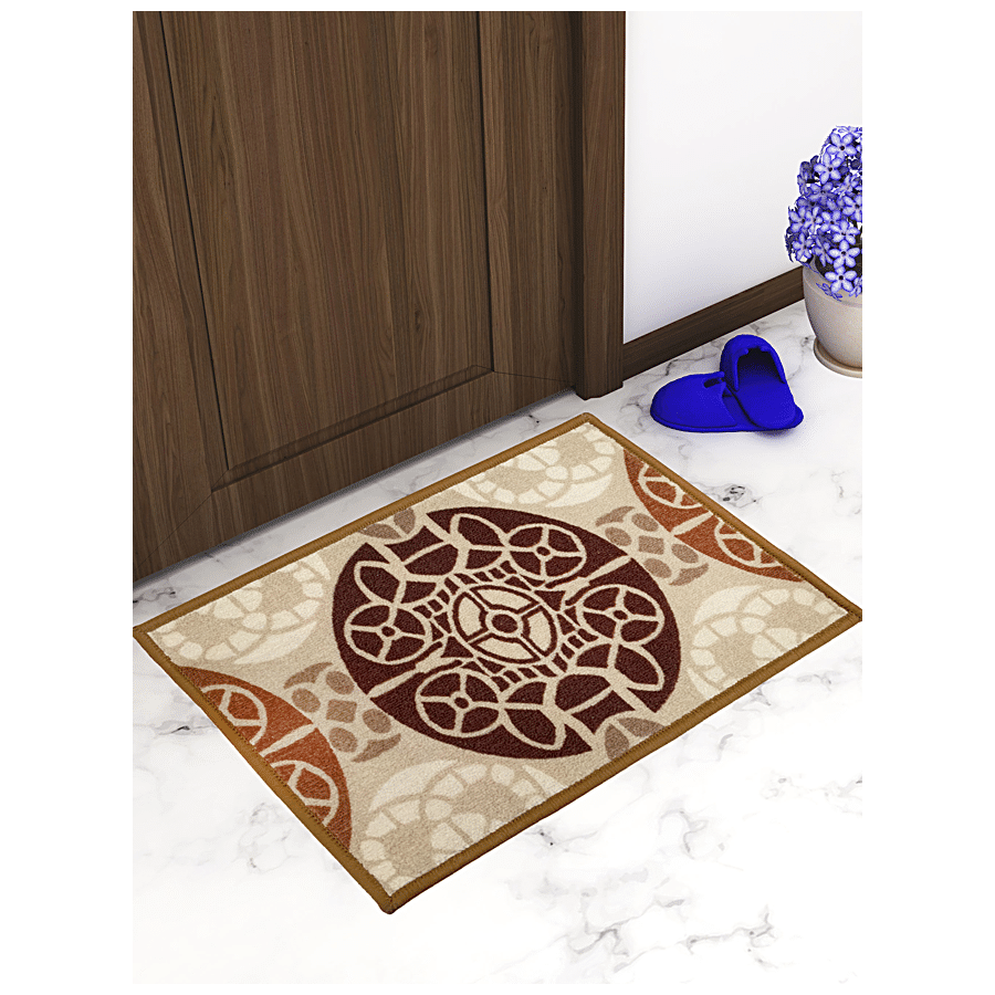 Athom Living Anti Slip Printed Door/Floor Mat - Beige