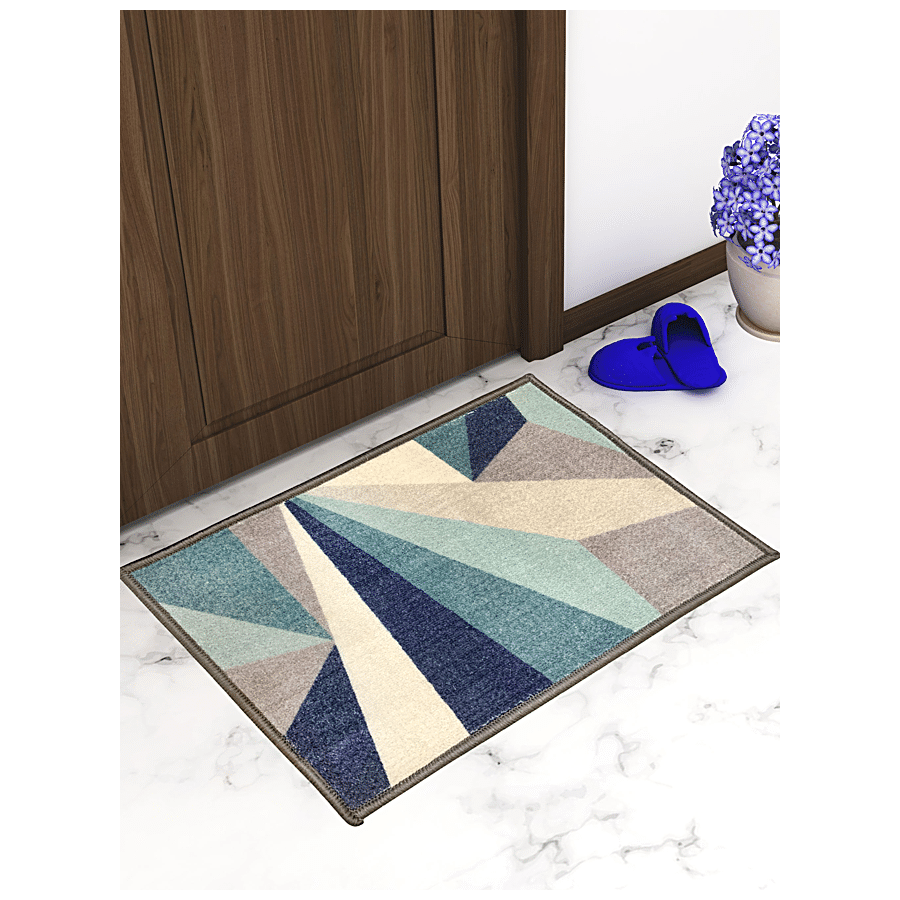 Athom Living Anti Slip Printed Door/Floor Mat - Distressed Blue