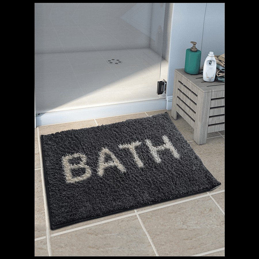 Athom Living Anti Slip Bath/Door/Floor Mat - Micro Designer Black