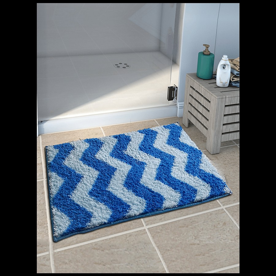 Athom Living Anti Slip Bath/Door/Floor Mat - Micro Designer Blue