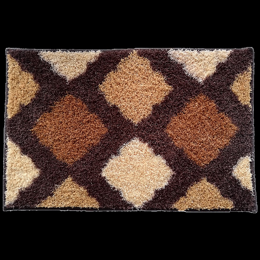 Athom Living Anti Slip Bath/Door/Floor Mat - Micro Designer Brown & Beige