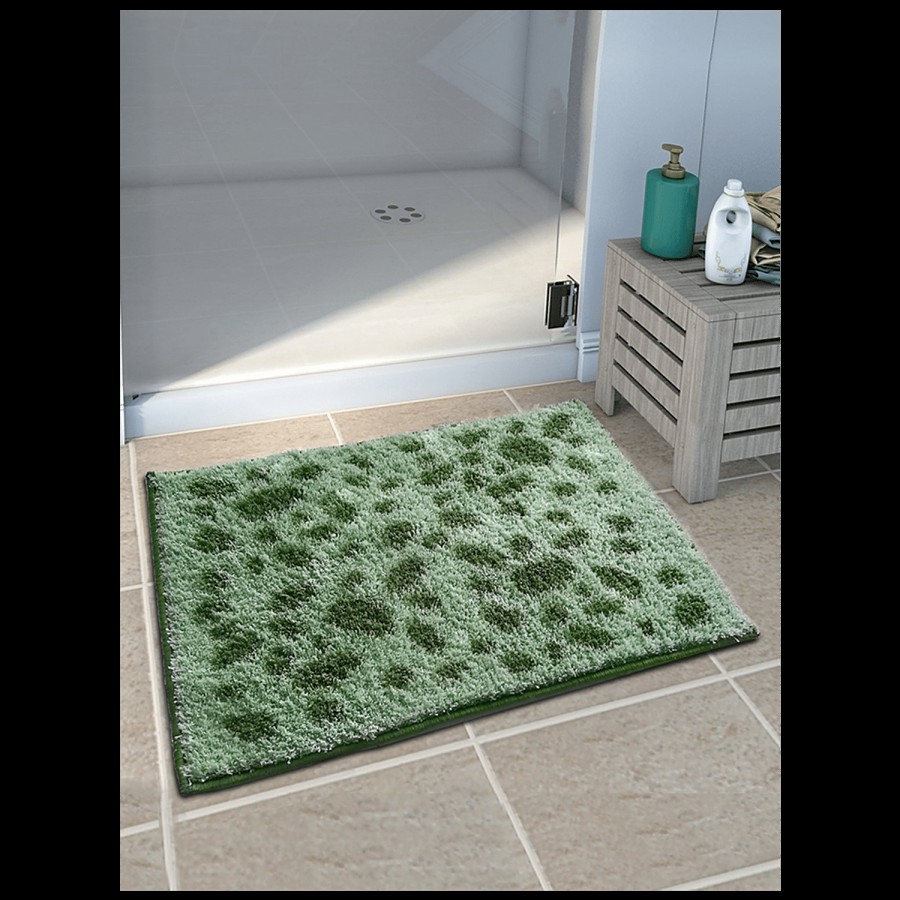 Athom Living Anti Slip Bath/Door/Floor Mat - Micro Designer Green Dotted