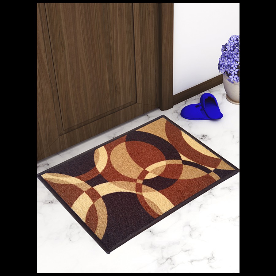 Athom Trendz Anti Skid Door/Floor Mat - Eazy Home Brown Round