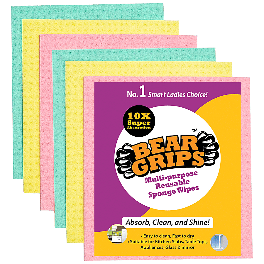 Bear Grips Multipurpose Reusable Sponge Wipes - Super Absorbent